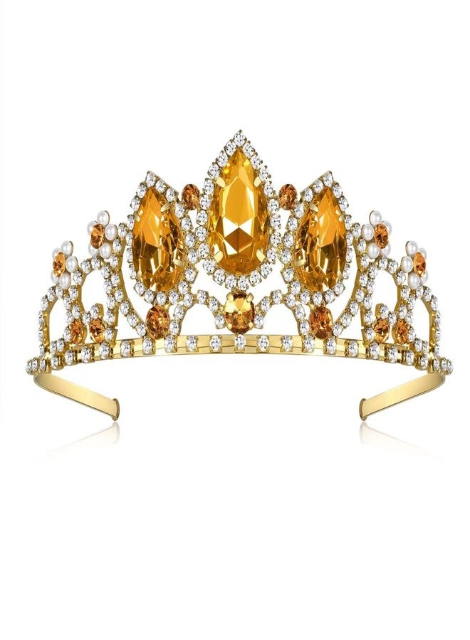 HEIKLN Princess Crown Crystal Tiara Sparkle Gold Crown Halloween Cosplay Hair Accessories Tiara Wedding Tiara for Women Sweet Birthday Gifts - Image 1